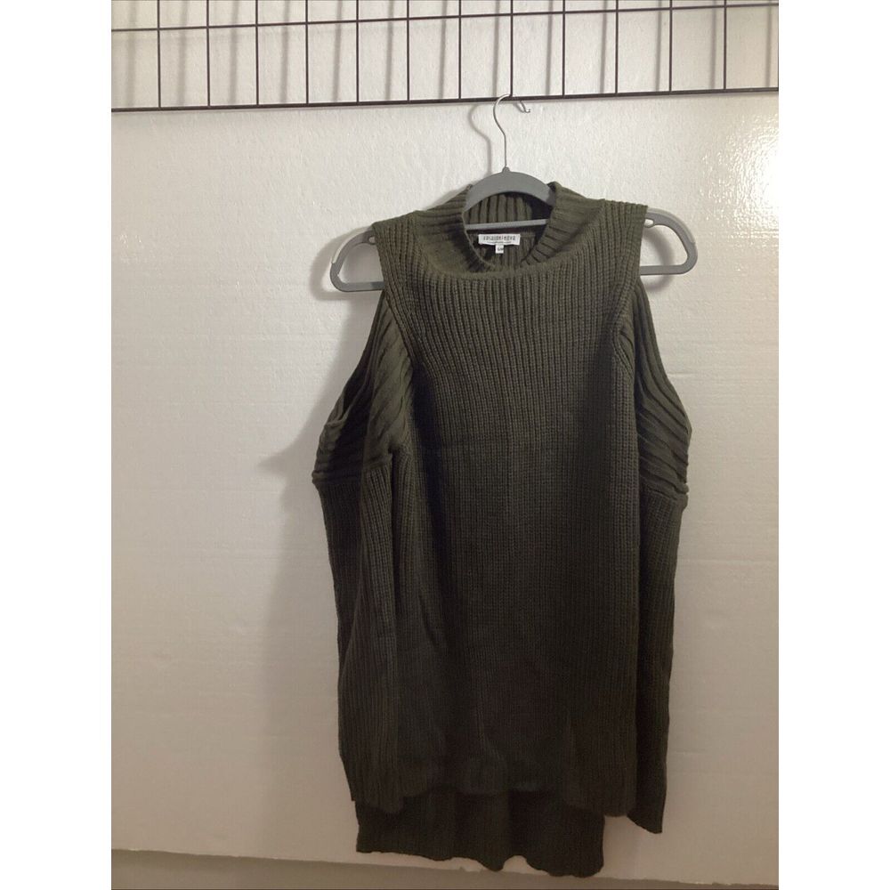 Fashion Nova Women M Sweater Cold Shoulder Green Hi‎ Low 58919 - Picture 6 of 6